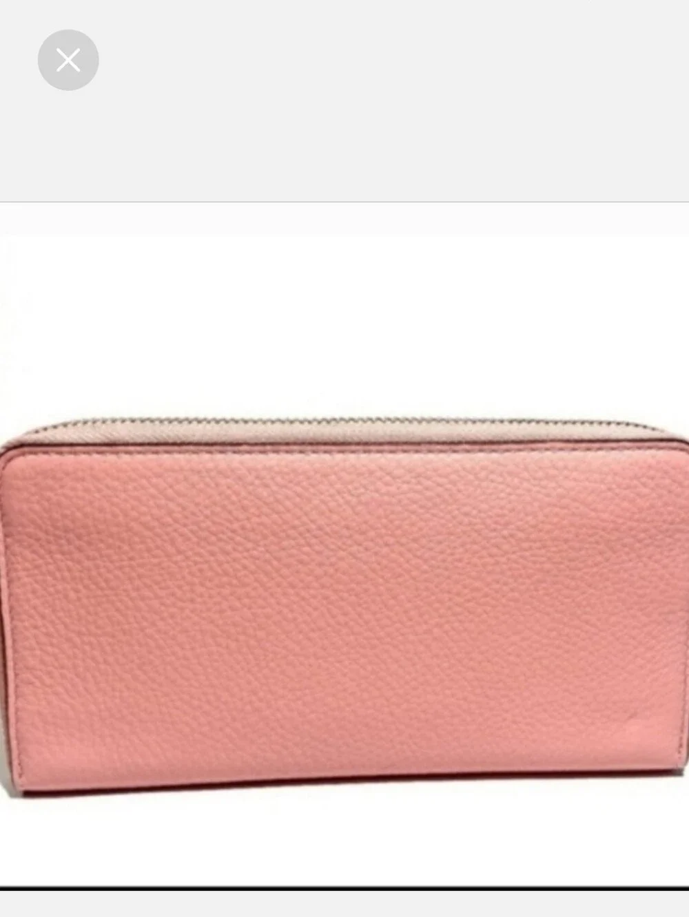 Coach Blush Pink Accordian Zip-Around Pebbled Leather Wallet